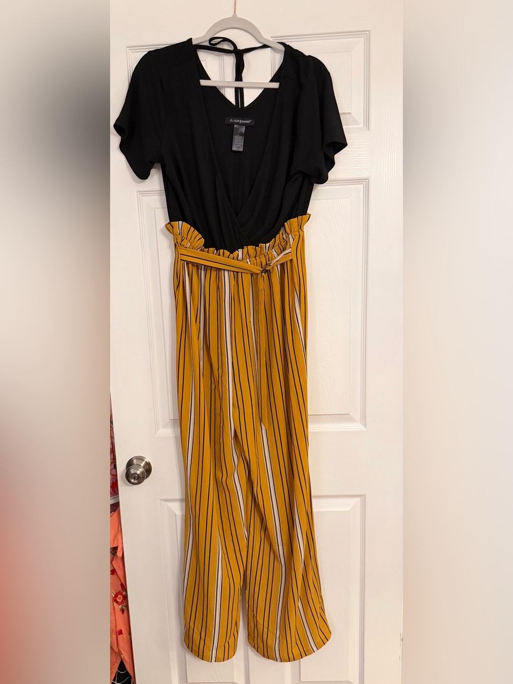 High-Waist Mustard Yellow Striped Paperbag Pant jumpsuit